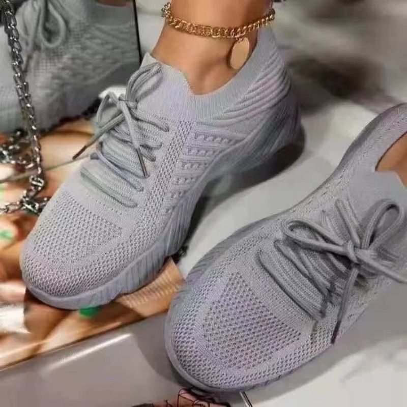 Women's Sneakers Breathable Casual Women Socks Shoes Lace Up Ladies Flats Female Spring Vulcanized Running Zapatillas De_vogvips.com