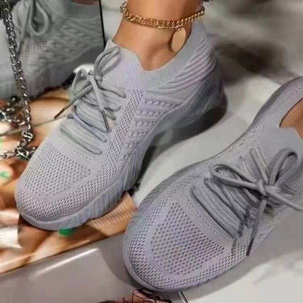 Women's Sneakers Breathable Casual Women Socks Shoes Lace Up Ladies Flats Female Spring Vulcanized Running Zapatillas De_vogvips.com