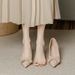 Nude Color Chunky Pointed Toe Mid Heel High Heels For Women 7cm 2024 Spring Autumn Soft Leather Dress Shoes_vogvips.com