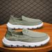 Men's Breathable Slip-On Casual Shoes - Lightweight Knit Fabric With Elastic Band For Summer Comfort, Round Toe Design, Low-Cut Sneakers_vogvips.com