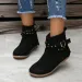 2024 Free Shipping New Designer For Women Western Cowboy Thick Heel Polished Punk Style Motorcycle Zipper Riveted Flat_vogvips.com