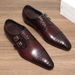 Voyage Fashion Men's British Pointed Toe Young Gentlemen Formal Buckle Monk Leather Top Layer Cowhide Suit Shoes Trendy_vogvips.com