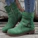 Foreign Trade Autumn Winter New Style Independent Station Round Toe Side Zipper Low Heel Large Size Short Flat Belt_vogvips.com