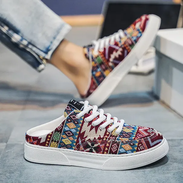 Men Casual Slip-on Fashion Comfort Flat Bottom Trendy Printing Canvas Versatile Designer Shoes Multi Color Free Shipping_vogvips.com