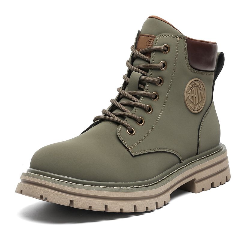 Martin Boots Men's High-top Locomotive Boots Medium-top Tooling Shoes Rhubarb Boots_vogvips.com