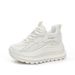 2025 Women's New Style Height-Increasing White Sneakers, Hot-Selling Cowhide Thick-Soled Lightweight Dad Shoes,_vogvips.com