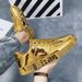 Couple Shoes For Spring And Autumn, Personalized Patent Leather Glossy Local Tycoon Gold Sneakers For Men And Women, Sports And Leisure_vogvips.com