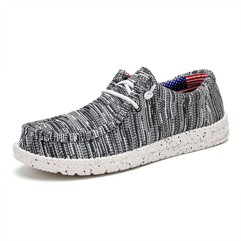 Suitable For All Seasons Plus Size Dude Loafers Trendy Casual Men's Canvas Slip-On Lazy One-Step Shoes_vogvips.com
