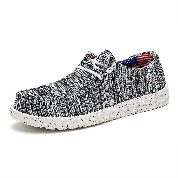 Suitable For All Seasons Plus Size Dude Loafers Trendy Casual Men's Canvas Slip-On Lazy One-Step Shoes_vogvips.com