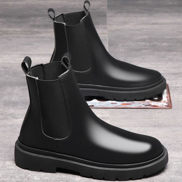 European Warm Series Men's Martin Spring High Top Fleece Work Short Mid-top Cotton Shoes Military Leather Boots Men_vogvips.com