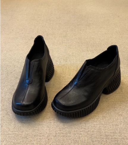 2026 New 8Cm Simple Versatile Round-Toe Elastic Deep-Cut Women's , New Autumn And Winter Vintage Thick-Soled Casual Leather_vogvips.com