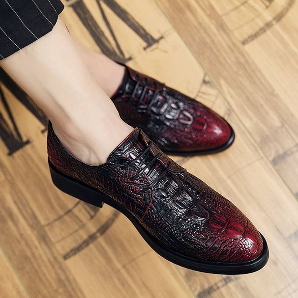 Men's Fashion Red Business Derby Shoes British Black Business Forum Men's Shoes Lace Banquet Dress Wedding Shoes_vogvips.com