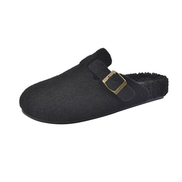 Retro Half-slipper Women's 25 Autumn/Winter New Warm Furry Birken Shoes_vogvips.com