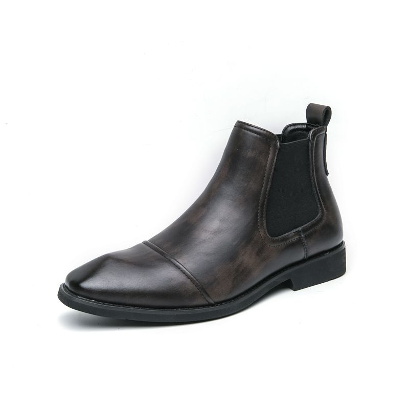 New Fashion Chelsea Boots Men's Pointy Toe Retro Boots British Men's Boots Leather Boots Leather Shoes_vogvips.com