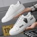 NEW A Versatile And Trendy Men's ,Sports Shoe With Crocodile Pattern Shiny Surface And Pure Black For Work_vogvips.com