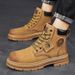 Yellow Martin Spring And Autumn High-top Lace-up Casual Leather British Style Men's Workwear Motorcycle Boots_vogvips.com