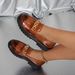 Women's Slip-On Casual Loafers Color Block Fleece Lined Brown Soft Leather Platform Soles British Style_vogvips.com