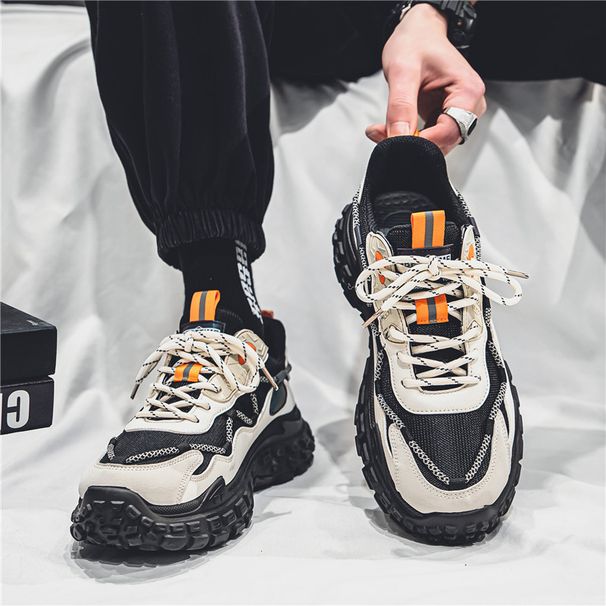 Men's Breathable Mesh Casual Running Shoes With Thick Sole For Summer, Trendy Dad Sneakers For Sports And Daily Wear_vogvips.com