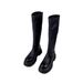 Black For Women 2024 New Autumn Winter Korean Slimming Height Increasing British Style Thick Sole Long Boots_vogvips.com