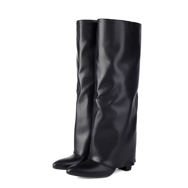 New fall pointy chunky heel thigh-high boots for women_vogvips.com