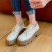 Women's Shoes Classic British Style Oxford Shoes - Chunky Heel Lace-Up Leather Loafers With Comfortable Cushioning, Vintage Design For Everyday Wear_vogvips.com