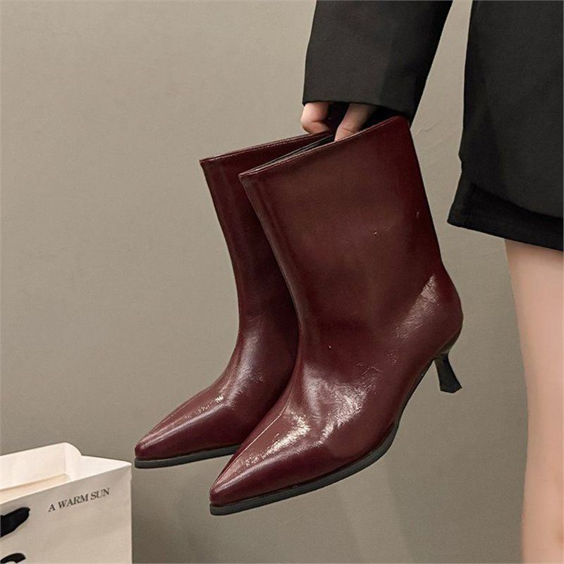 Women's Fashion High Heel Knee High Boots Pointed Toe Ankle Boots Stylish Riding Boots For Winter Spring Fall Above The Knee, Chic Fashion Boots_vogvips.com