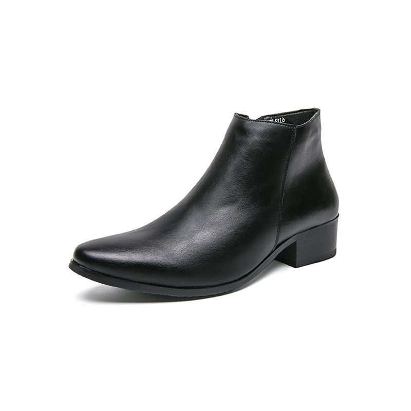 Men's Fashion Pointed Toe Chelsea Boots Vintage Distressed Leather Ankle Boots For Casual Wear, Slip-On Design With Rubber Sole, Mid Heel (3-5cm)_vogvips.com