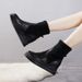 Martin Genuine Leather Fleece-Lined Knit Tube Beige Thick-Soled Cotton Shoes Height-Increasing Short Flat Wedge Women's_vogvips.com