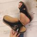 Women's plus Size Wedge Sandals Summer European American Style Open Toe Thick Sole Cross Buckle One Strap Slippers_vogvips.com