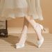 Women's Shoes Elegant Business Wedding Party French White High Heels Women's Stiletto Lace Wedding Dress Wedding Bride Main Wedding Dress Single Shoes_vogvips.com