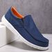 Men's Slip-On Canvas Loafers - Breathable Comfort, Lightweight Casual Shoes For Spring, Summer & Fall - Round Toe, Elastic Band, Neutral Style_vogvips.com