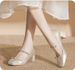 Round-toe Mary Jane Ballet Shoes, Women's Matching Skirt, High-heeled Women's French Silver Single Shoes_vogvips.com