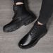 Genuine Leather Martin Boots Men's High-top Heightening Korean Version Leather Boots Trendy Men's Tooling Locomotive Boots_vogvips.com