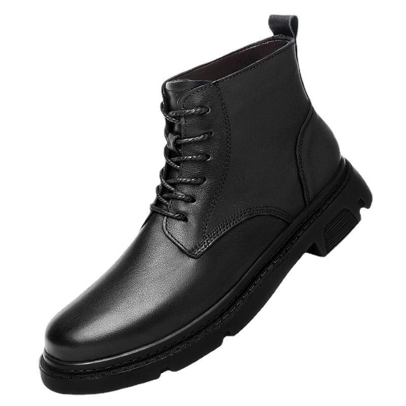 Tooling Boots Men's High-top Men's Shoes Crocodile Pattern Medium-top Velvet Thermal Cotton Martin Boots Shoes Men's_vogvips.com