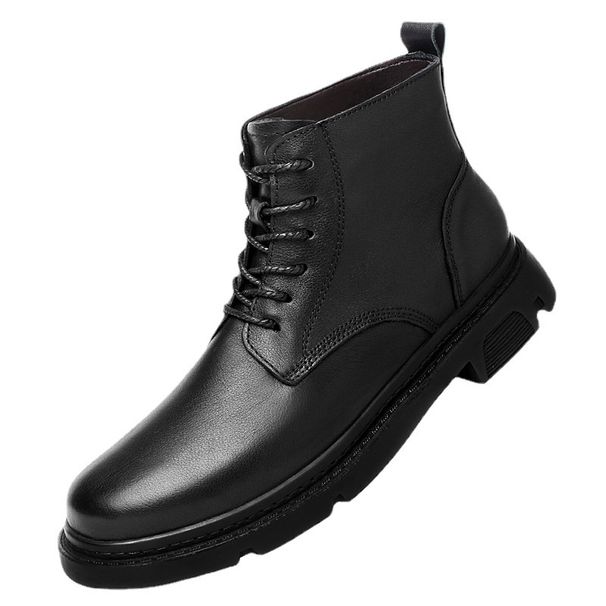 Tooling Boots Men's High-top Men's Shoes Crocodile Pattern Medium-top Velvet Thermal Cotton Martin Boots Shoes Men's_vogvips.com