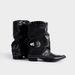 Gothic Punk Knee-High Boots With Flame Design, Chunky Heel & Studded Chains For Women - Retro Stacked Boots_vogvips.com