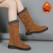 European And American Winter New Thick-Soled Fleece-Lined Thickened Snow Boots Women, Large Size, Warm Towel Mid-Calf_vogvips.com