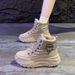 High-top Large Cotton Shoes For Women, Thick-soled Heightening Sports, Velvet And Thickened Snow Boots For Women_vogvips.com