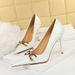 6122-7 Women's Shoes Thin Shiny Lacquer Leather Shallow Mouth Pointed OL High Heel Metal Belt Buckle Single Shoe_vogvips.com