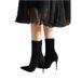 Chic Black Suede Stiletto Ankle Boots Pointed Toe Stretch Slim Fit Boots With High Heel For Fall Winter Stiletto Heel Pointed Toe Stretch Suede_vogvips.com