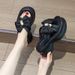 Cool Slippers Women's Outer Wear Bow-tie Rhinestone Thick-soled French Muffin Thick-soled Versatile Women's Sandals_vogvips.com