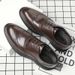 Suitable For All Seasons Business Formal Leather Men, Genuine Leather, Breathable Casual Brogue For Autumn, Korean Style British Wedding Groom_vogvips.com