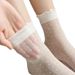 3 Pairs White Lace Thin Wooden Ear Edge Pile Spring Summer Socks Women's Ice Silk Sock_vogvips.com