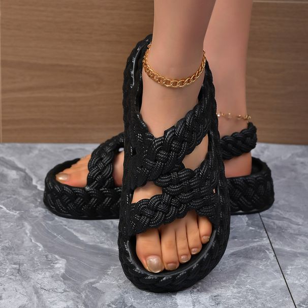 New Fashion All-in-one Casual Soft Soled Sandals Woven Beach Shoes_vogvips.com