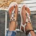 Women's Plus Size Ethnic Style Beaded Fashionable Versatile 2026 Summer New Flat Breathable Casual Sandals For Women_vogvips.com