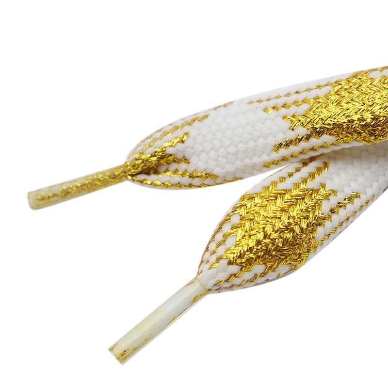 Shoelaces Flat 1.8cm Two Color Metal Wire Shoelaces Polyester Widened And Thickened White Shoes Casual Shoe Rope_vogvips.com