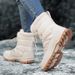 Winter Snow Boots Women High Top Lace-up Plush Warm Soft Solid Color Casual Shoes Women Anti-slip Hiking Shoes Women_vogvips.com