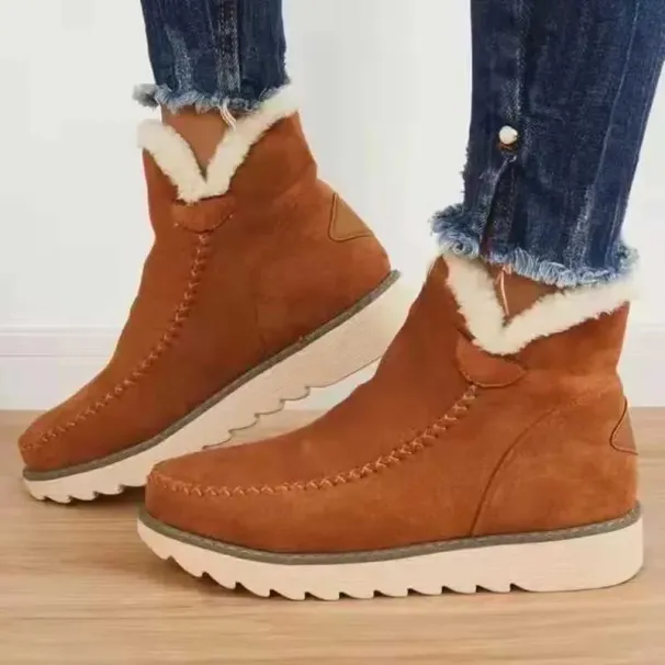 Woman Winter Fashion Snow Casual Leather Cotton Ladies Boots Knee High Boots Platform Shoes Botines Mujer XW6.5_vogvips.com