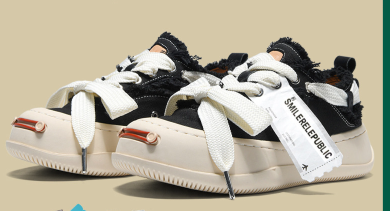 Only Selling High-End Tan Jianci Same Style Open Smile Canvas For Women Couples Thick-Soled Casual Beggar White Shoes_vogvips.com