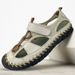 New Men's Overhead Sandals, Men's Casual Outdoor Large-sized Soft-soled Men's Shoes, Fashionable Real Cowhide Sandals_vogvips.com